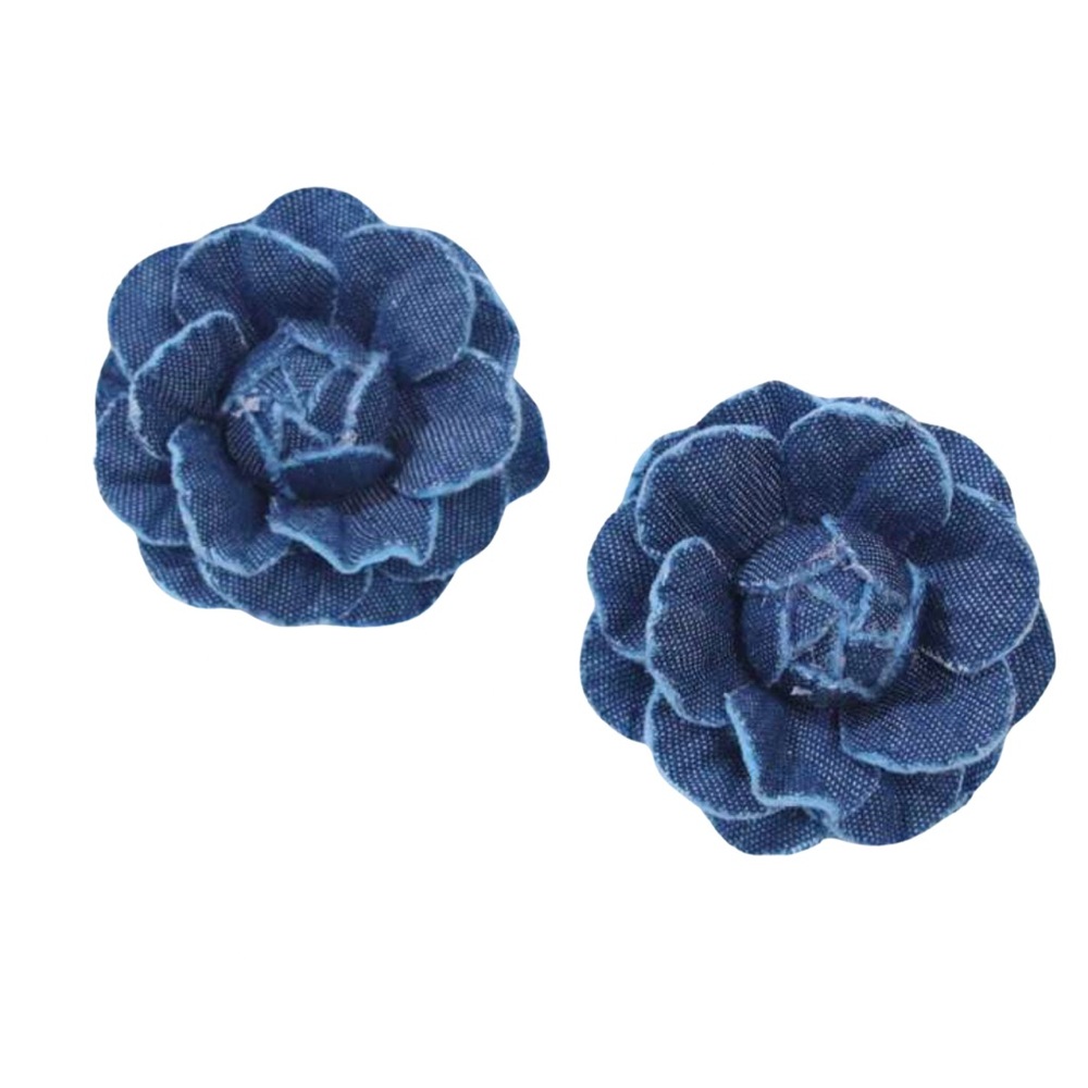 •Denim Skies• Dark Wash Floral Denim Earrings